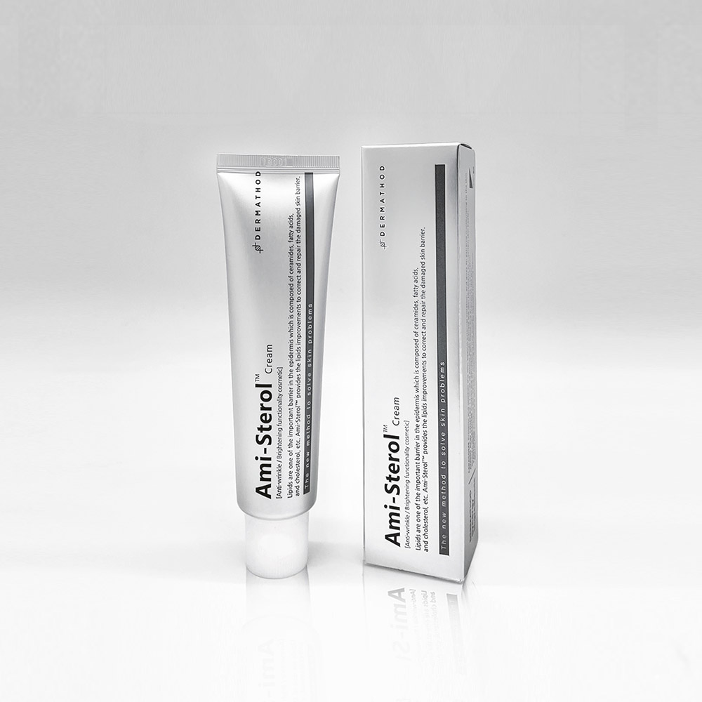 Ami-Sterol™ Creme – dermatologische Hautpflege in weißer Tube mit moderner Verpackung