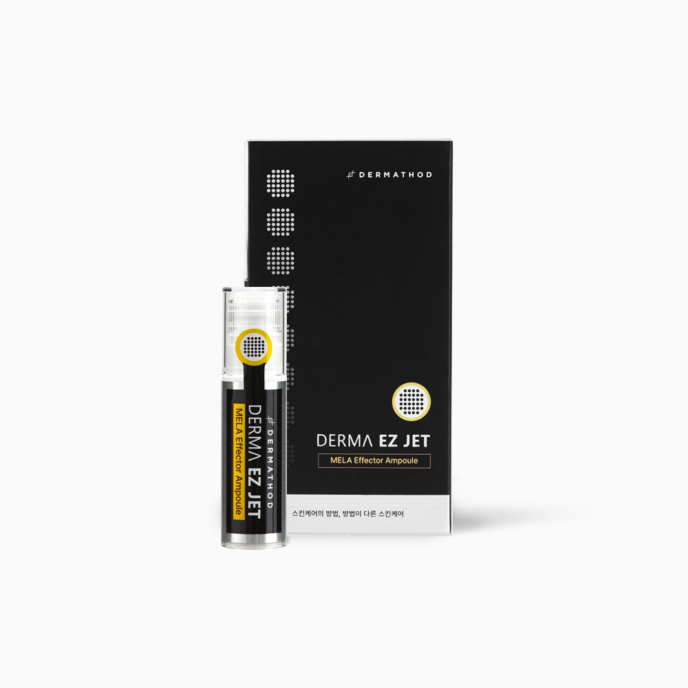 Zwei Ampullen mit der Aufschrift „DERMATHOD Derma EZ Jet – MELA Effector Ampoule“